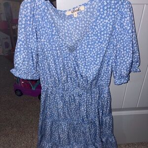 Blush Blue and White Floral Dress